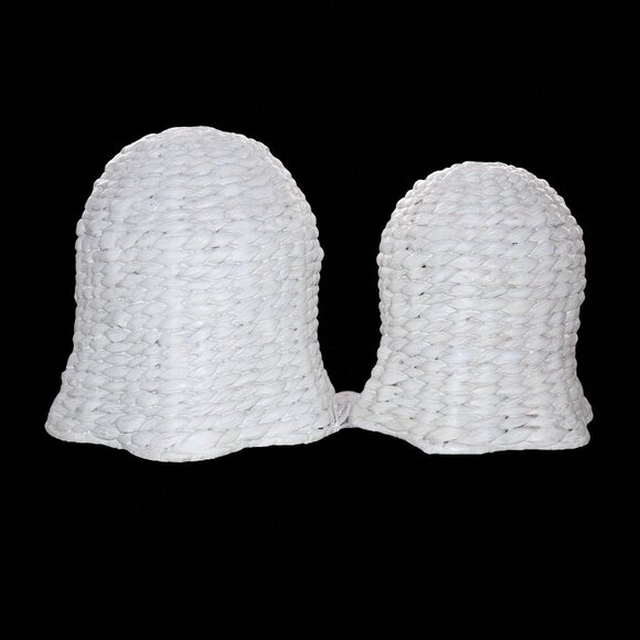 2 White Wicker Nesting Ghosts 11” & 9” Halloween BOO Ghost Set Duo NEW - Picture 7 of 10